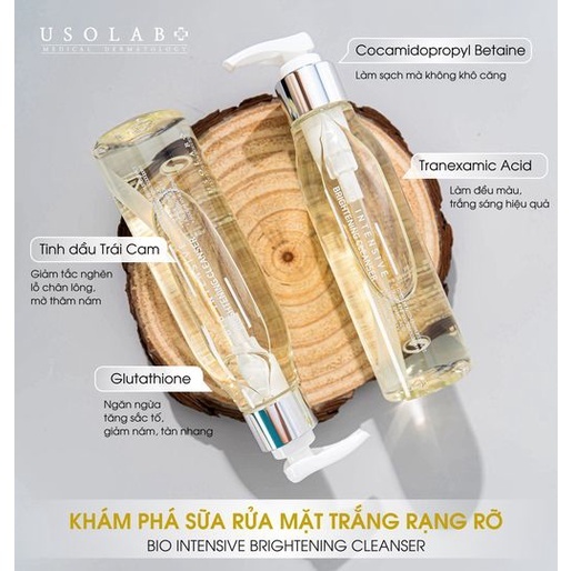 Sữa rửa mặt trắng da USOLAB - Bio Intensive Bightening Cleanser - Giúp dưỡng sáng và mờ thâm nám 150ml