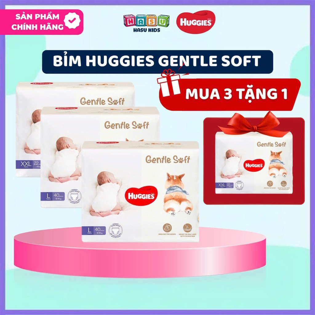 [MUA 3G ĐƯỢC 4G] Tã quần Huggies Gentle Soft - Corgi miếng êm mềm nâng niu làn da bé Size M/L/XL/XXL