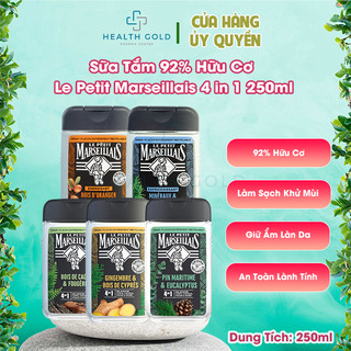 Sữa Tắm Gội Nam Hữu Cơ 92% Le Petit Marseillais Pháp 250ml 4 in1 Với Hương Thơm Nam Tính, Quyến Rũ