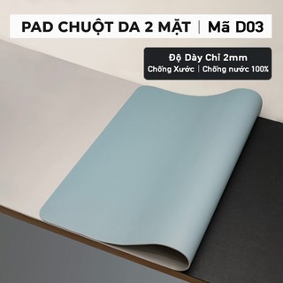 DeskPad Da PU 2 Mặt Kích Thước Lớn Màu Xám Ánh Bạc - Xanh Pastel - Chống Trầy - Dễ Vệ Sinh