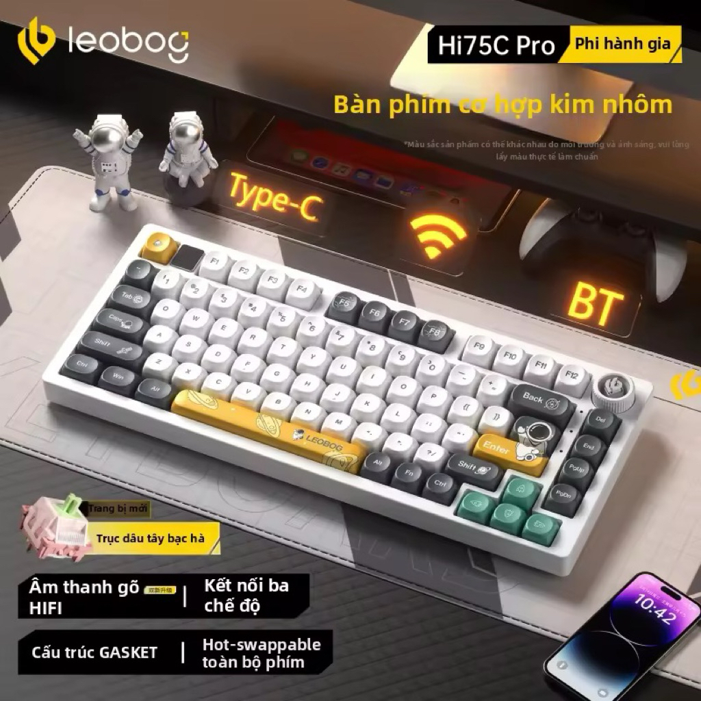 [SẴN HÀNG] Phím Cơ Full Nhôm 3 Mode Kết Nối LEOBOG Hi75C PRO | Gasket Mount | Âm Thanh HiFi | Núm Xoay Đa Chức Năng