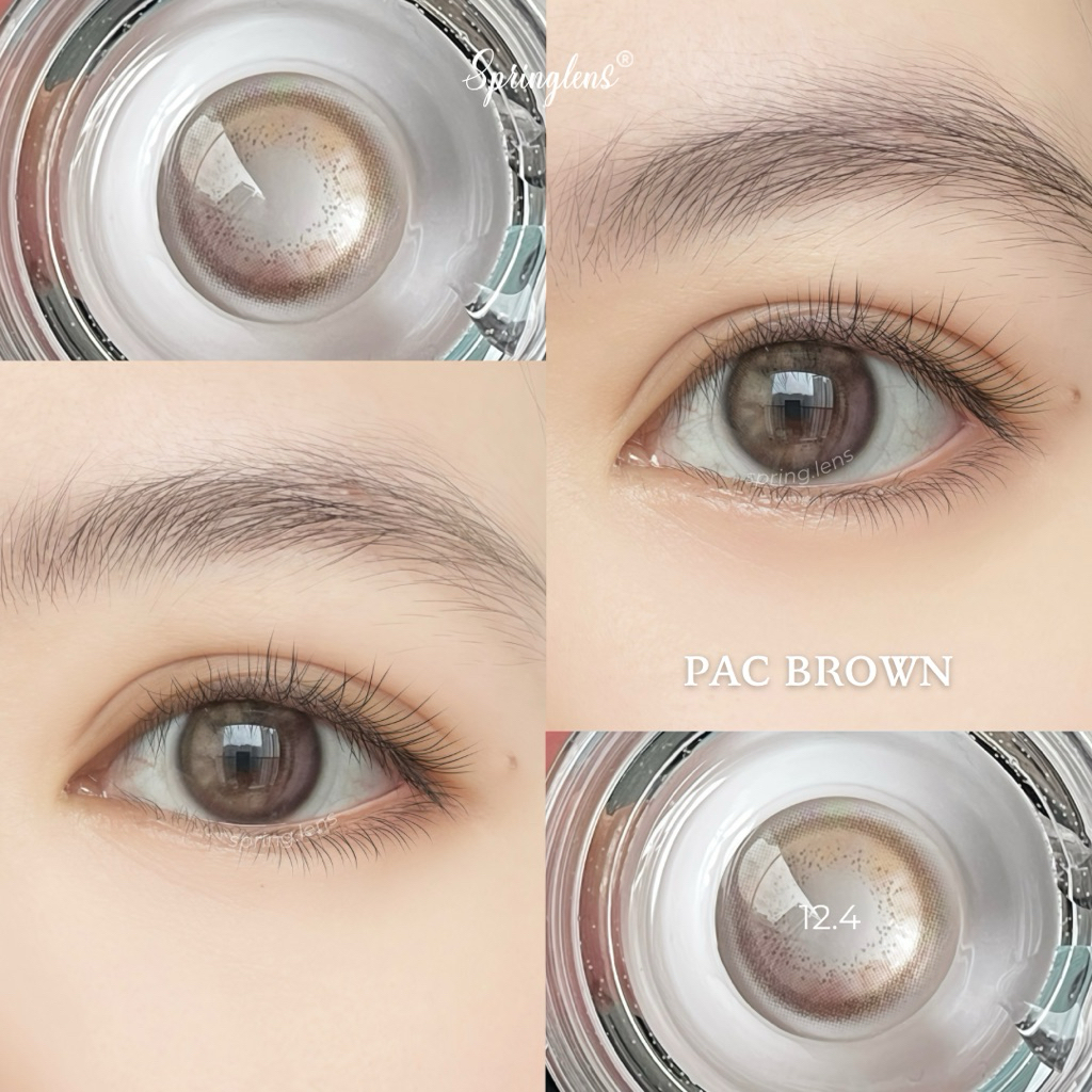 Kính áp tròng hiệu ứng chuyển 2 màu Pac Brown nâu gỗ hồng tím không giãn 1 tháng | Spring Lens