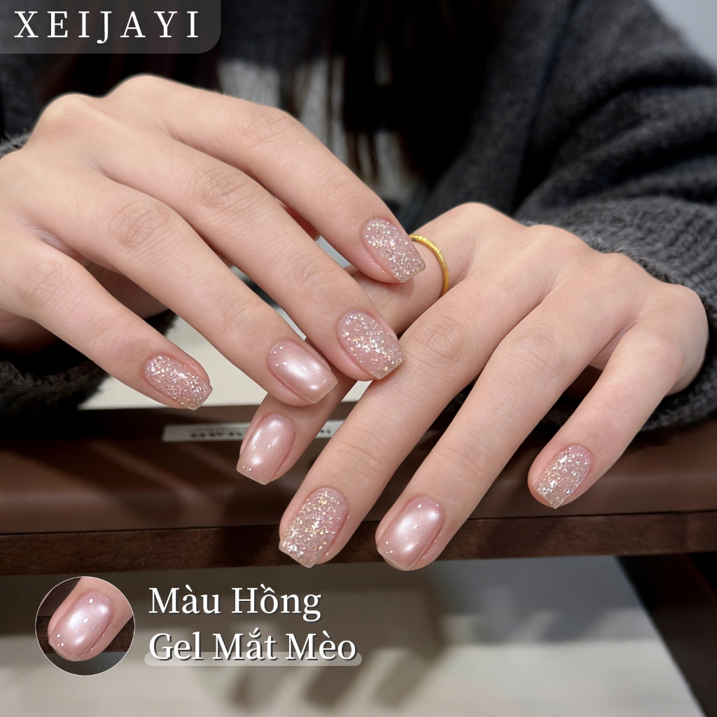 XEIJAYI 5g - Sơn móng tay gel màu hồng mắt mèo First Love mới, độ bóng lâu trôi, thích hợp sử dụng hàng ngày.