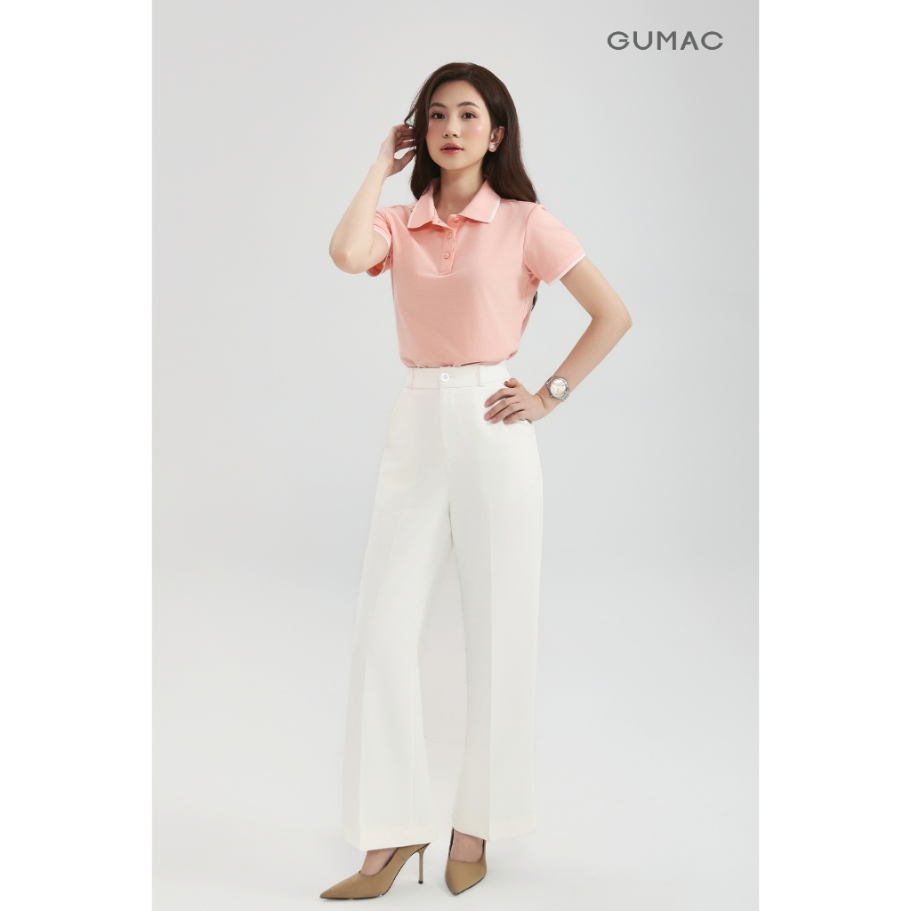 Quần Tây Nữ GUMAC Ống Rộng Form Cơ Bản Lưng Có Con Đỉa Tôn Dáng Hiện Đại LQG0110 - LQG0412