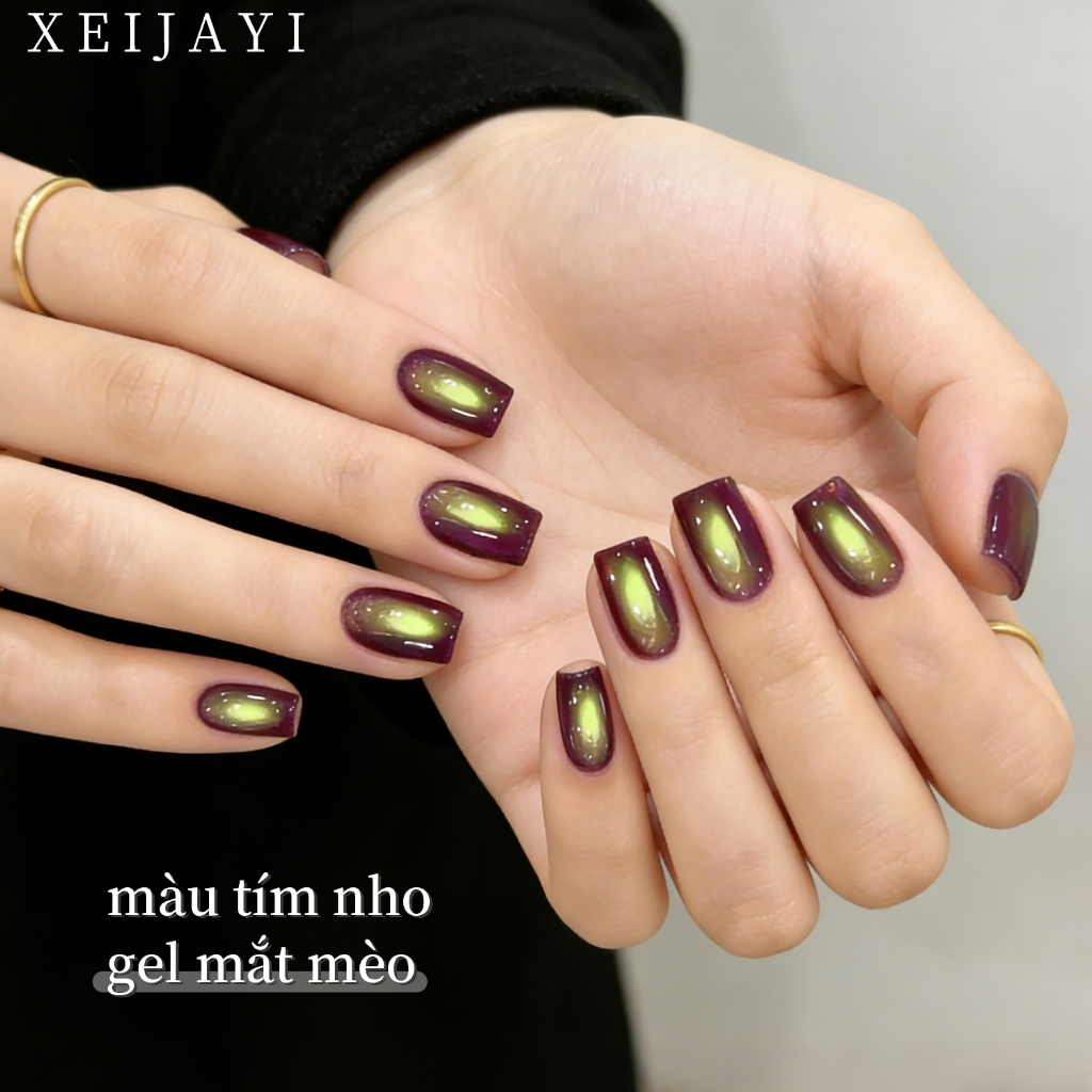 XEIJAYI 5g-Sơn móng tay dạng gel màu tím nho mắt mèo, độ bóng lâu trôi, thích hợp sử dụng tại salon.