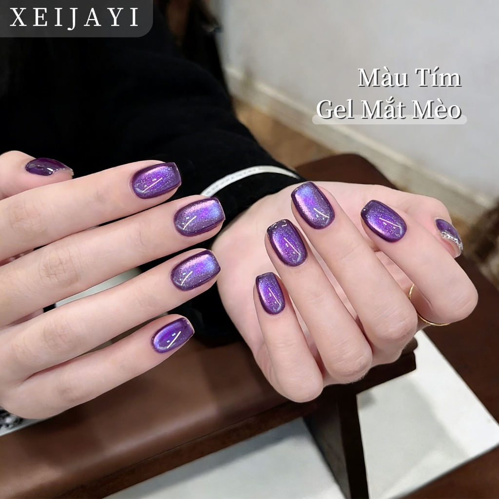 XEIJAYI 5g - Sơn móng tay gel mắt mèo màu tím mới, độ bóng lâu trôi, phù hợp với mọi tông da.