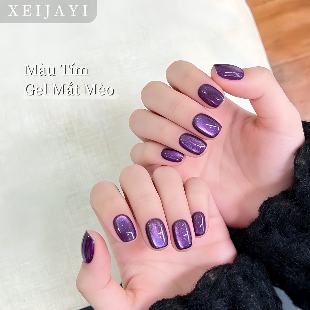XEIJAYI 5g - Sơn móng tay gel mắt mèo màu tím mới, độ bóng lâu trôi, phù hợp với mọi tông da.