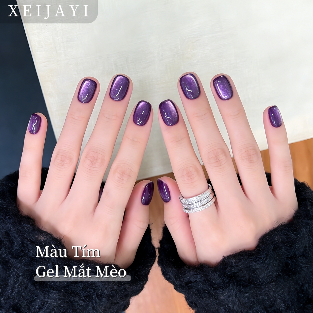 XEIJAYI 5g - Sơn móng tay gel mắt mèo màu tím mới, độ bóng lâu trôi, phù hợp với mọi tông da.