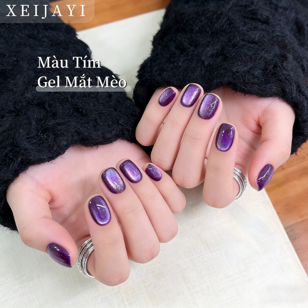XEIJAYI 5g - Sơn móng tay gel mắt mèo màu tím mới, độ bóng lâu trôi, phù hợp với mọi tông da.
