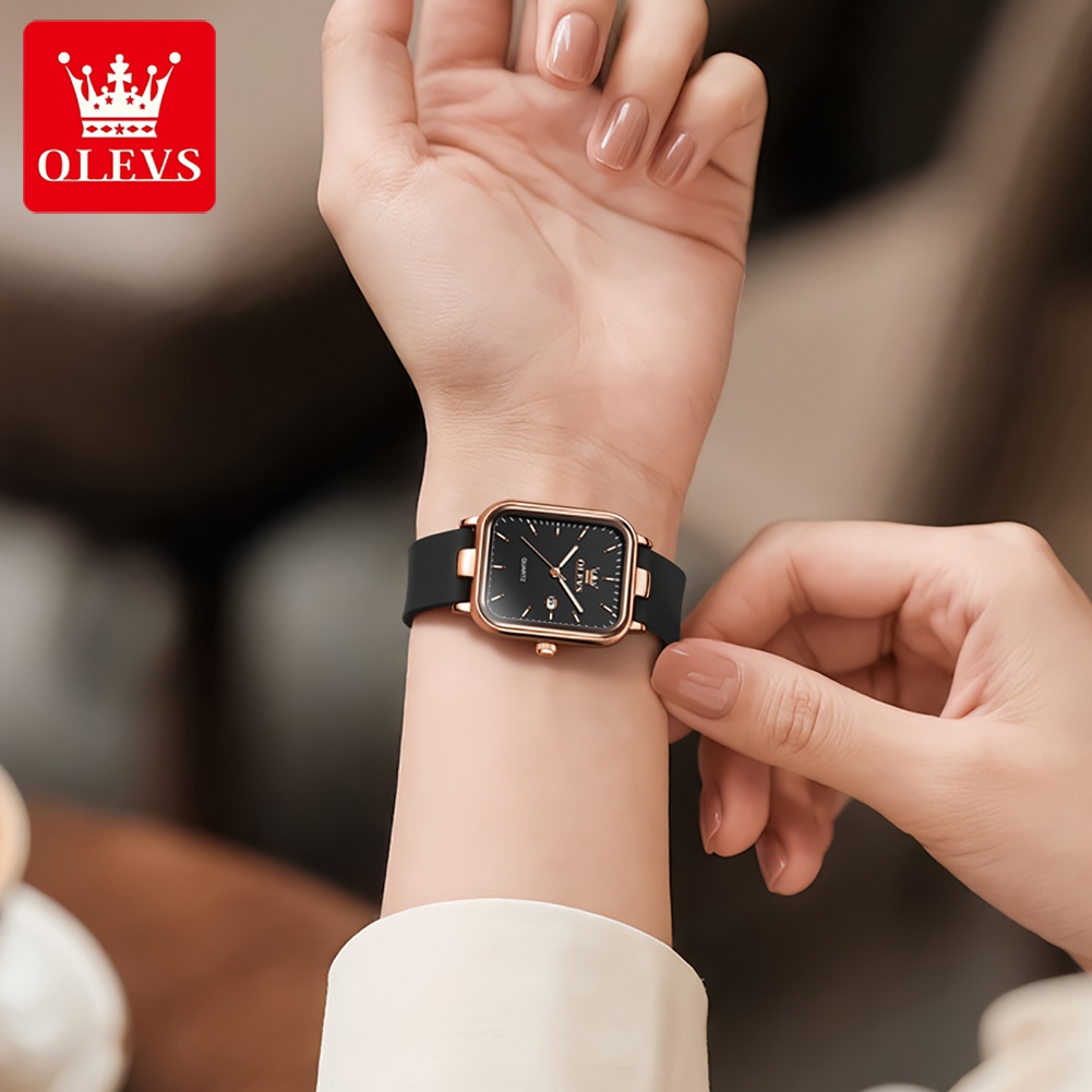 OLEVS Đồng hồ Nữ Thạch anh Dây đeo đồng hồ bằng cao su tự nhiên Đơn giản Quà chống thấm nước 7089