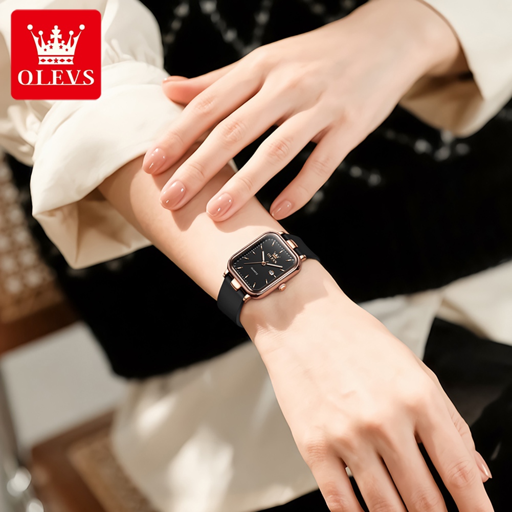 OLEVS Đồng hồ Nữ Thạch anh Dây đeo đồng hồ bằng cao su tự nhiên Đơn giản Quà chống thấm nước 7089