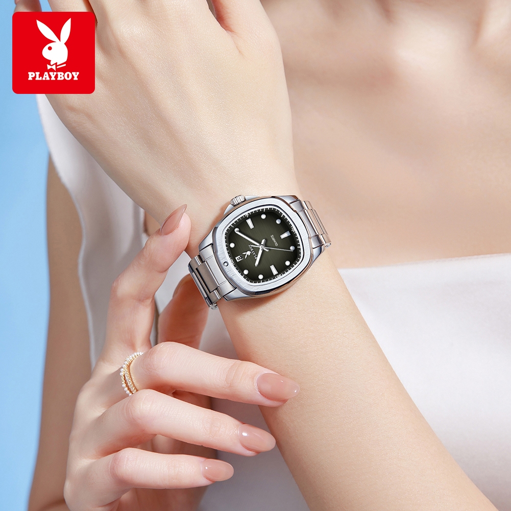 PLAYBOY Đồng hồ nữ Chính hãng Dây đeo bằng thép không gỉ có phát sáng Đơn giản Chống thấm nước 3529