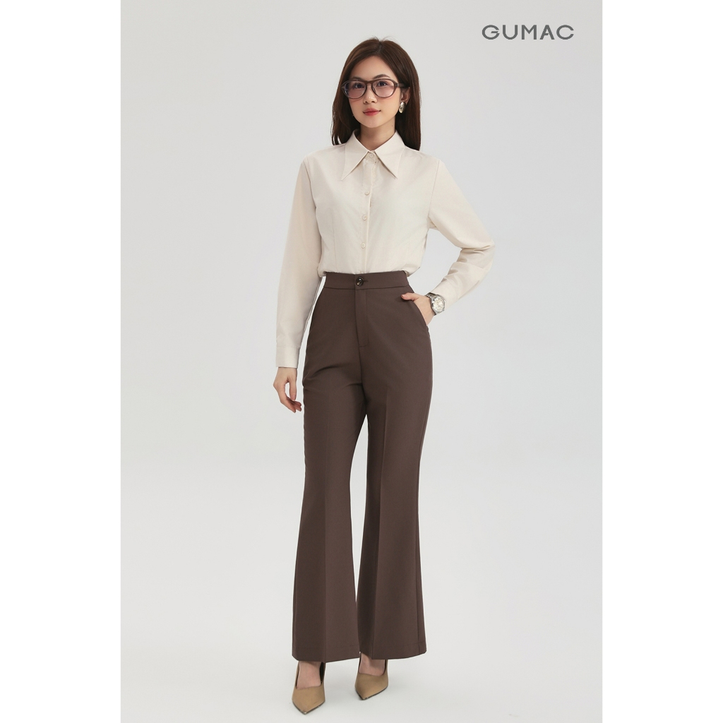 Quần tây nữ ống loe GUMAC bản lưng rời có túi xéo hai bên dài 98cm QG03010