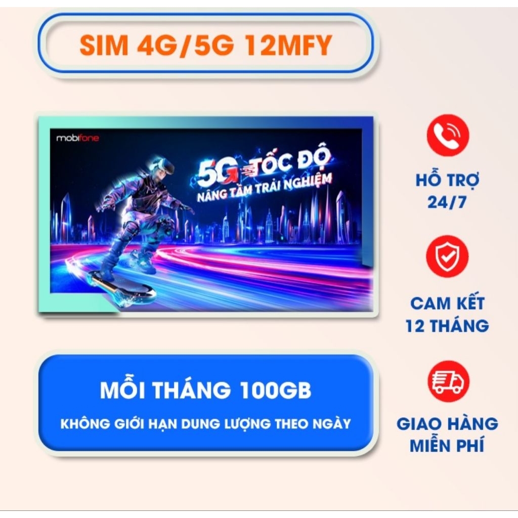 Sim 4G/5G Mobifone 1Gb/Ngày Youtube không tính data Trọn gói 1 năm ...