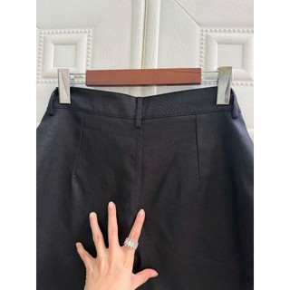 Quần short lưng tây ống rộng màu đen, vải LINEN TƯNG có ép mùng. JUNE LINEN #Q04JB