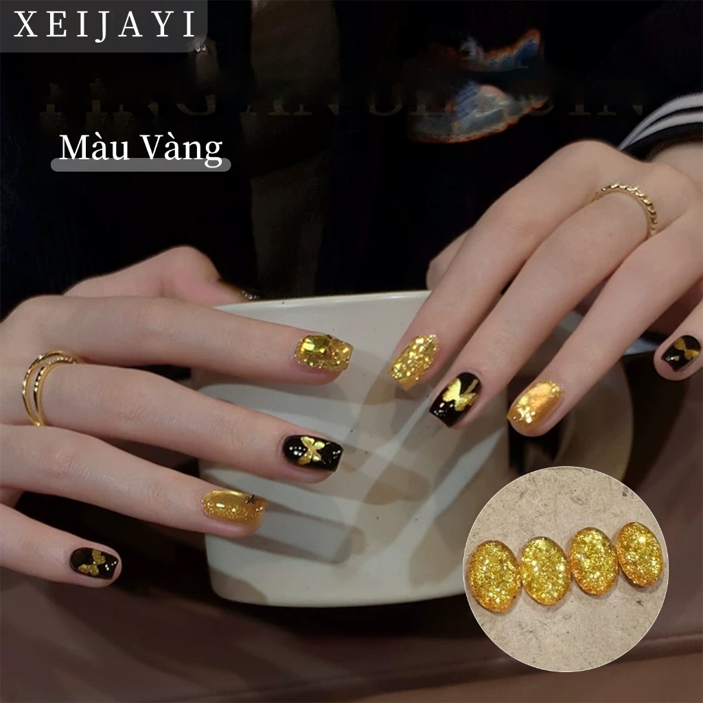 XEIJAYI 5g - Sơn móng tay dạng gel nhũ vàng, lâu trôi, lấp lánh và rực rỡ