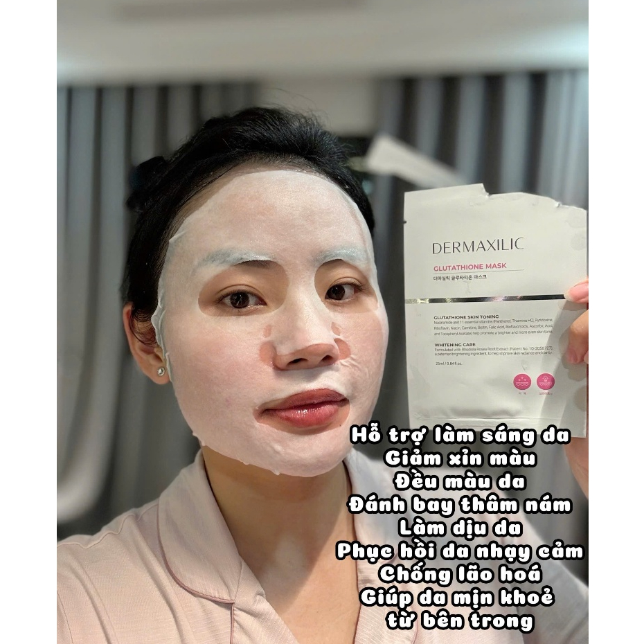 (QUÀ TẶNG KHÔNG BÁN) Mặt Nạ Dưỡng Trắng Dermaxilic Glutathione Mask - Cấp Ẩm Chuyên Sâu, Tăng Độ Đàn Hồi A972