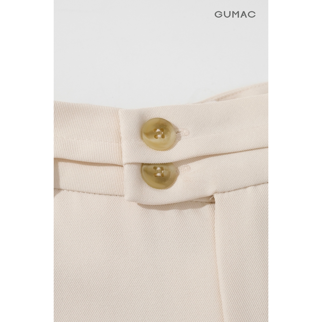 Quần Tây Nữ GUMAC Ống Đứng Lưng Cao Cạp Cao Cài Hai Khuy Nút Vải Bố Ruby Đứng Form QG03005