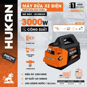 Máy Rửa Xe Điện HUKAN G2-R8LUX | Công Suất 3000W | 160Bar | Dây 20M | Full Phụ Kiện - Rửa Điều Hòa, Xe Máy – Ô Tô