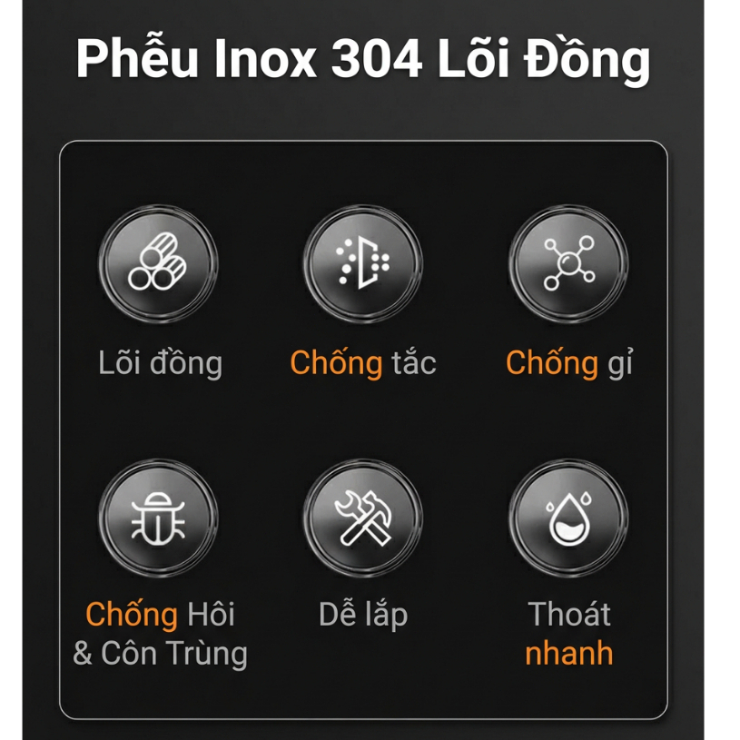 Nắp Thoát Sàn Ngăn Mùi Hôi Cống Inox Cao Cấp - Nhấn Xả Tiện Lợi, Chống Côn Trùng Nhà Tắm