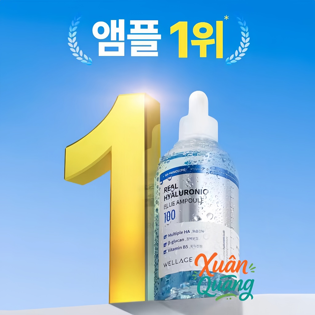 【Nhập khẩu chính hãng từ Hàn Quốc】 Tinh chất cấp nước WELLAGE Real Hyaluronic Blue Ampoule 100ml