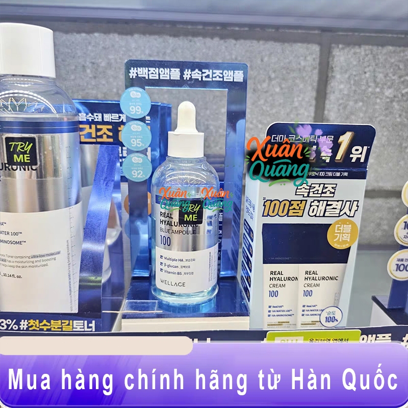 【Nhập khẩu chính hãng từ Hàn Quốc】 Tinh chất cấp nước WELLAGE Real Hyaluronic Blue Ampoule 100ml