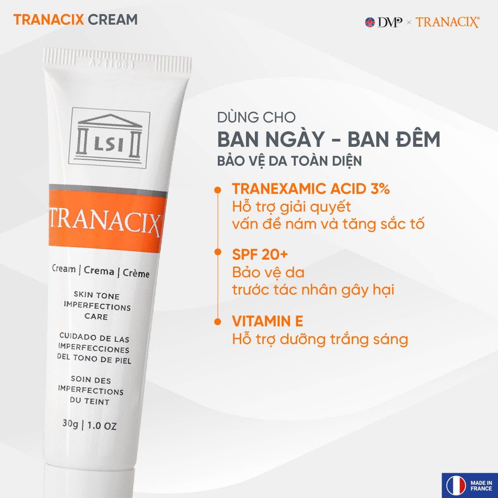 Kem bôi nám và dưỡng trắng sáng da Tranacix Cream 30G dùng cho ngày và đêm