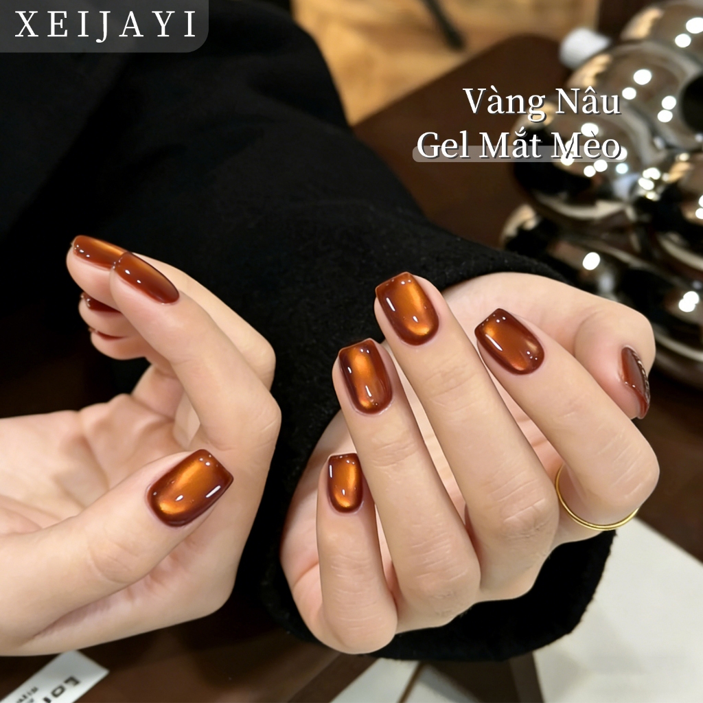 XEIJAYI 5g-Sơn móng tay gel mắt mèo màu hổ phách mới, độ bóng lâu trôi, phù hợp cho mọi mùa.