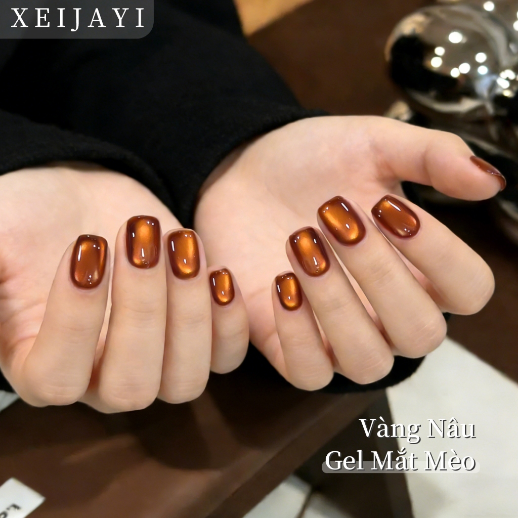 XEIJAYI 5g-Sơn móng tay gel mắt mèo màu hổ phách mới, độ bóng lâu trôi, phù hợp cho mọi mùa.