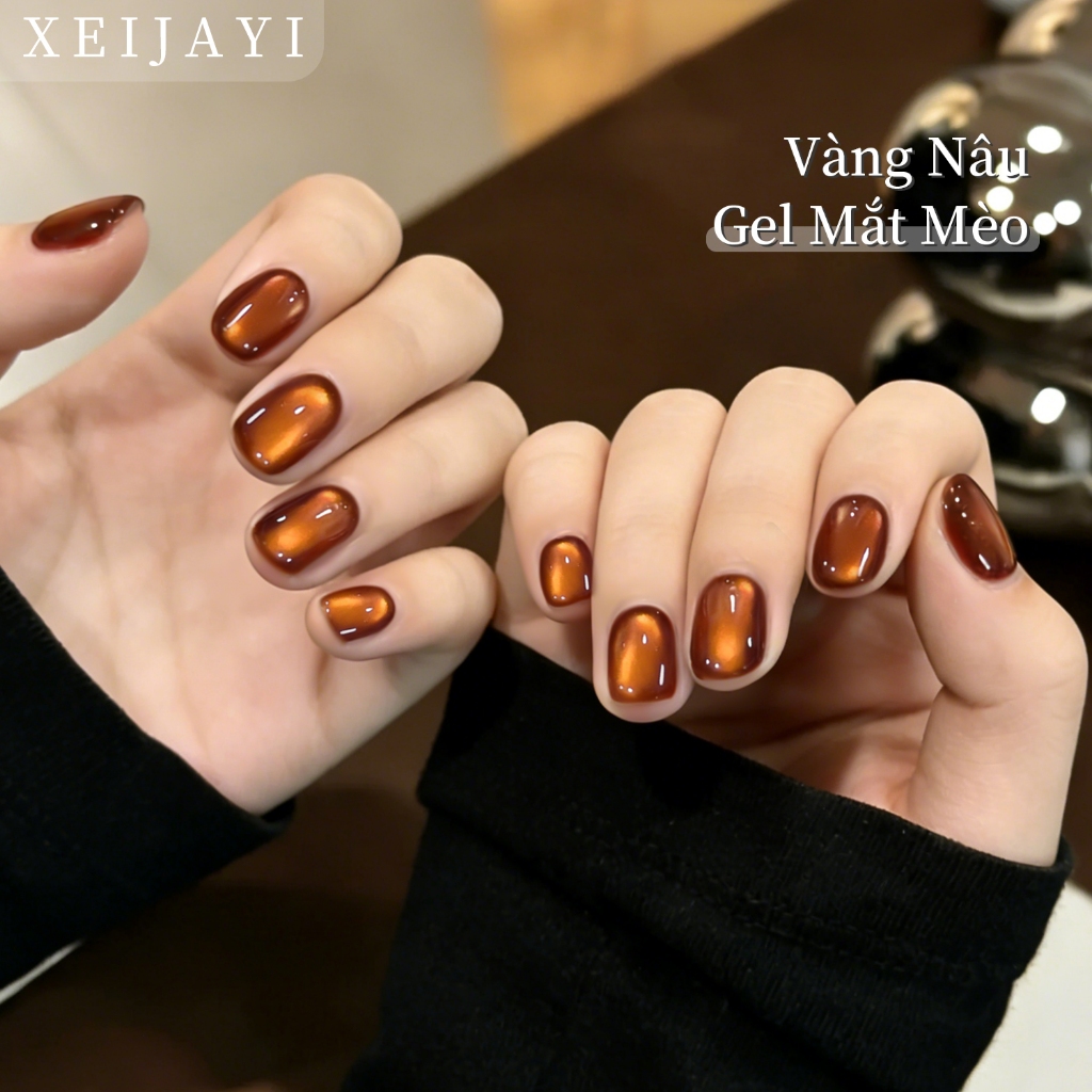 XEIJAYI 5g-Sơn móng tay gel mắt mèo màu hổ phách mới, độ bóng lâu trôi, phù hợp cho mọi mùa.