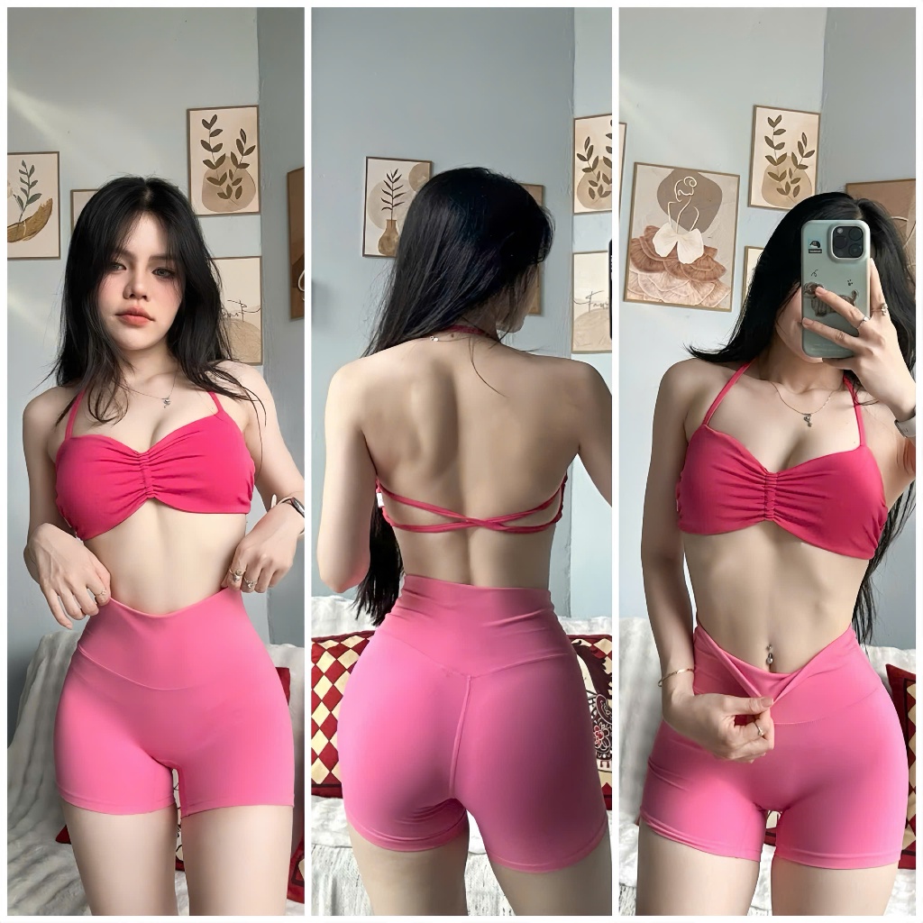 ÁO Bra VỎ SÒ Chéo Lưng A14 chất Thun Co Dãn KÈM MÚT RỜI Tập Gym-Yoga-Aerobic  THITHISPORT