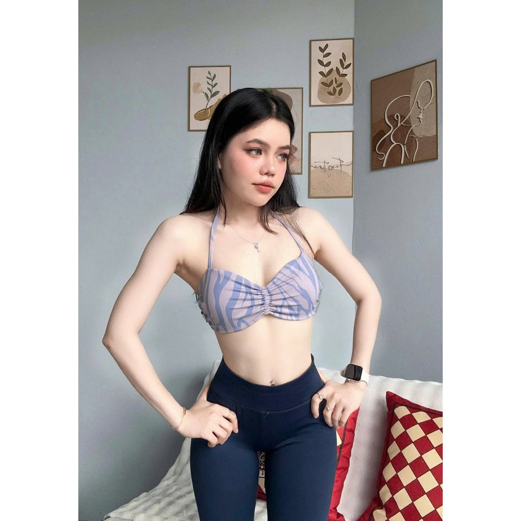 ÁO Bra VỎ SÒ Chéo Lưng A14 chất Thun Co Dãn KÈM MÚT RỜI Tập Gym-Yoga-Aerobic  THITHISPORT