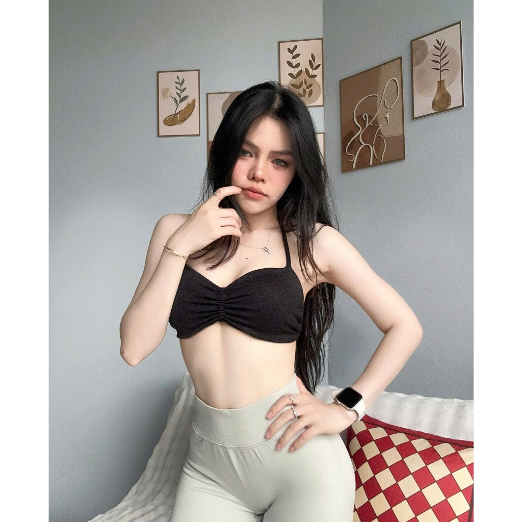 ÁO Bra VỎ SÒ Chéo Lưng A14 chất Thun Co Dãn KÈM MÚT RỜI Tập Gym-Yoga-Aerobic  THITHISPORT
