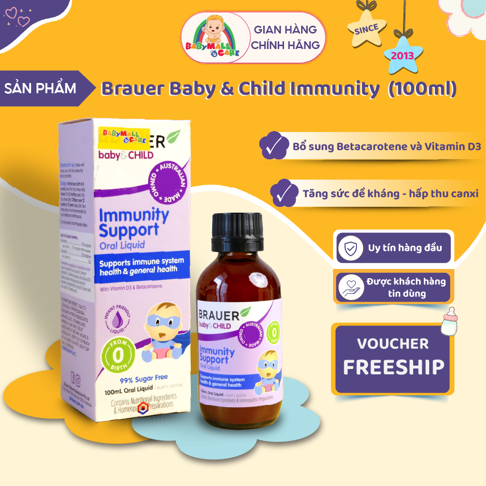 Thực phẩm Bảo Vệ Sức Khỏe BRAUER BABY & CHILD IMMUNITY SUPPORT 100ML