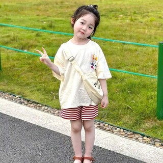 [B&G] Sét bộ áo cotton tay lở kèm quần đùi kẻ ngang mùa hè cho bé gái từ 10-45kg(2-12 tuổi)