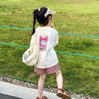 [B&G] Sét bộ áo cotton tay lở kèm quần đùi kẻ ngang mùa hè cho bé gái từ 10-45kg(2-12 tuổi)