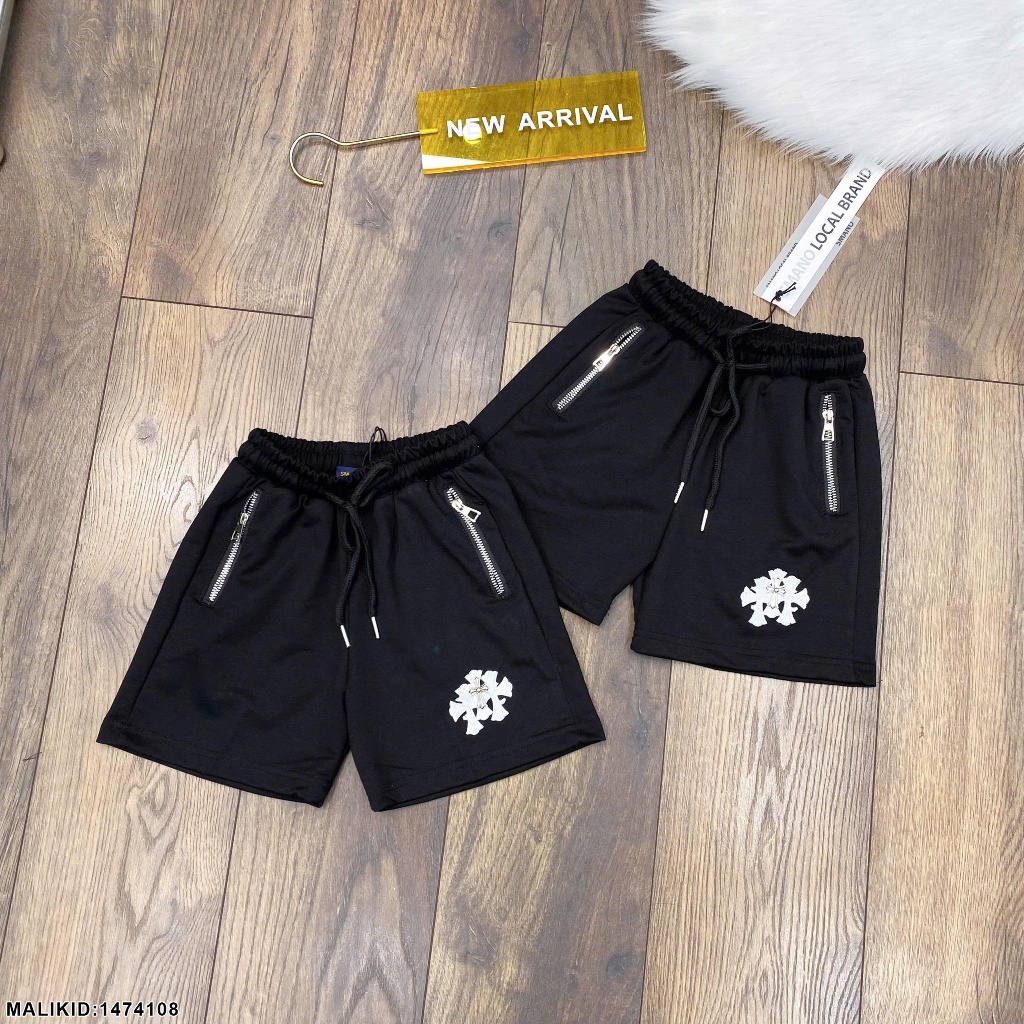 Quần lửng bé trai phối túi khóa kéo chôm hớt hàng siêu đẹp-Quần short đen cho bé trai cạp chun hàng cao cấp