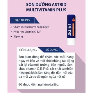 Son dưỡng môi Astrid son dưỡng mỡ hươu Astrid dưỡng ẩm môi, tẩy da chết môi - Kosmi Beauty