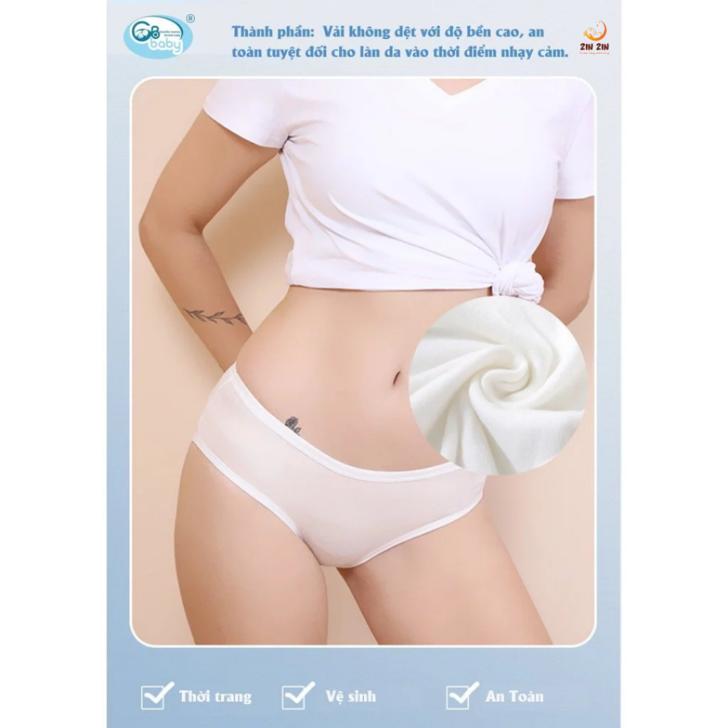 Set 5 Quần lót giấy cotton sử dụng 1 lần tiện lợi cho mẹ đi sinh Gbbaby siêu mềm và thấm hút tốt