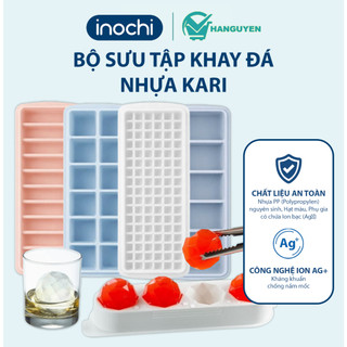 Khay đá nhựa Kari Inochi kháng khuẩn có nắp chống mùi không dính đá dễ lấy dùng cho đồ uống