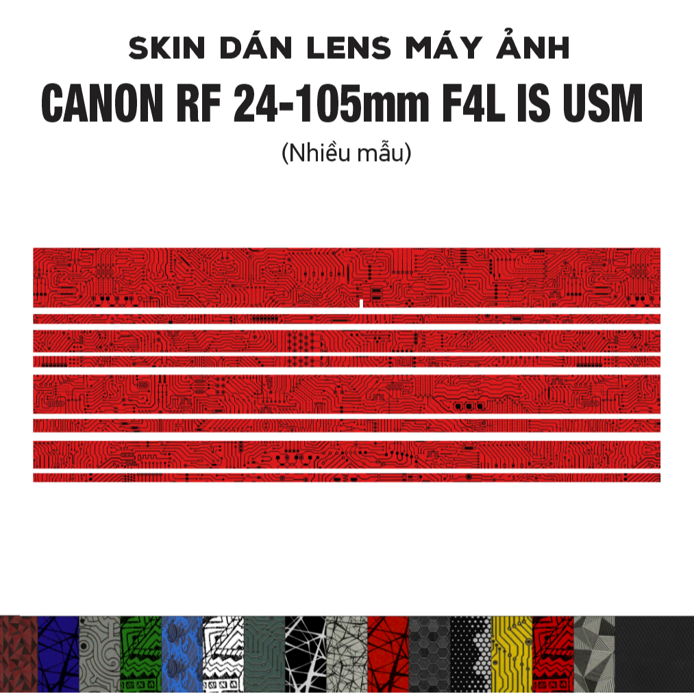 Skin dán Lens Canon RF 24-105mm f4L IS USM (Nhiều mẫu) | Decal Film 3M dán bảo vệ ống kính máy ảnh 24-105 mm