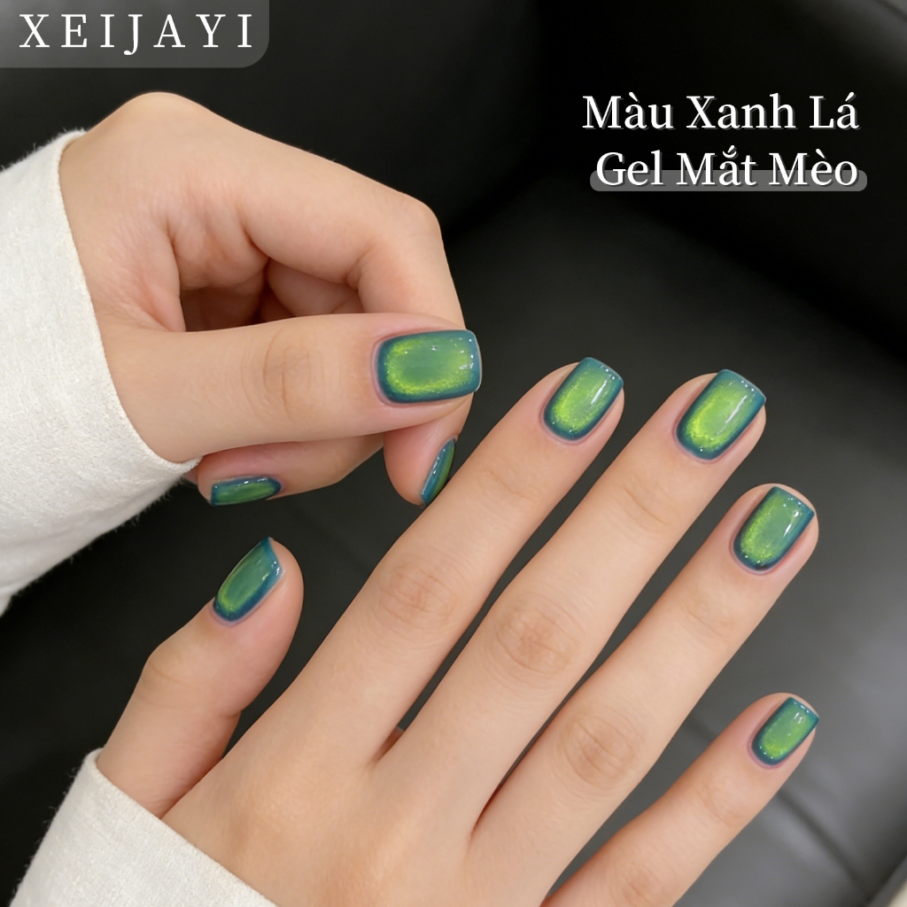XEIJAYI 5g-Peacock Green Aurora Cat Eye Gel Nail Polish, hoàn hảo cho việc tự làm nghệ thuật vẽ móng