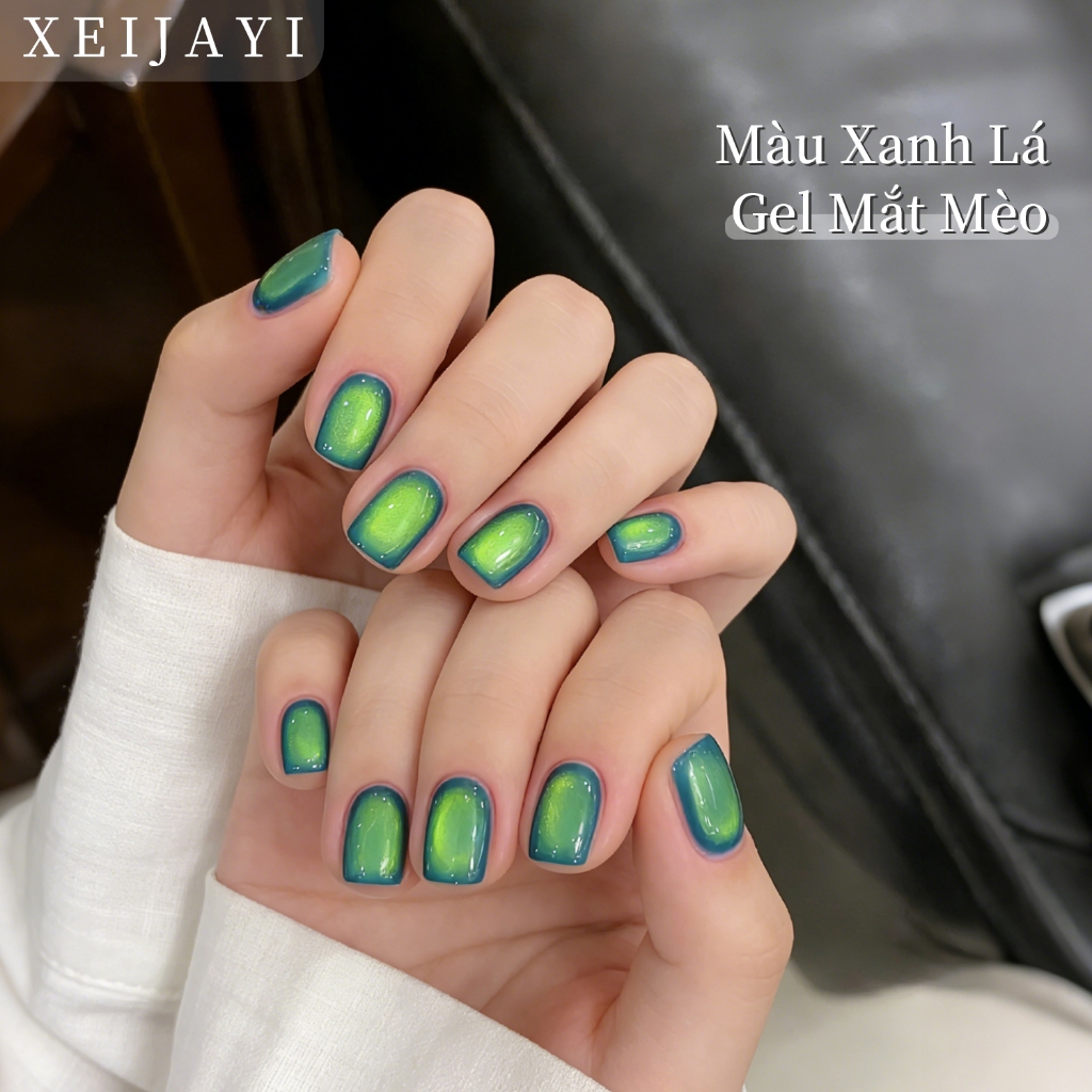 XEIJAYI 5g-Peacock Green Aurora Cat Eye Gel Nail Polish, hoàn hảo cho việc tự làm nghệ thuật vẽ móng