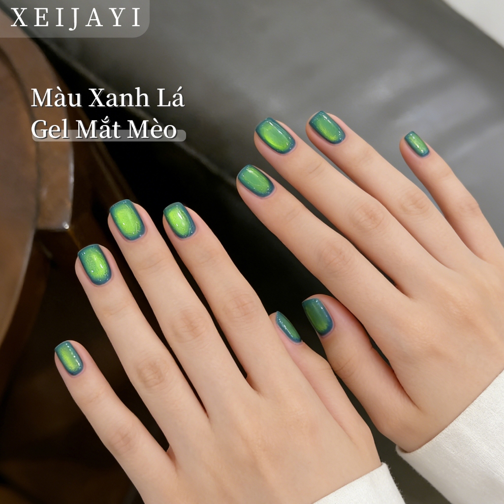 XEIJAYI 5g-Peacock Green Aurora Cat Eye Gel Nail Polish, hoàn hảo cho việc tự làm nghệ thuật vẽ móng