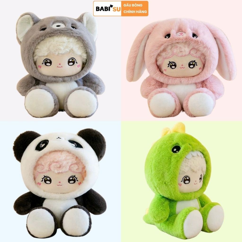 Gấu bông búp bê bé trai mặc đồ thú, Gấu bông cosplay Thỏ, Gấu Trúc, Cún, Khủng Long Quà Tặng Cho Bé,Bạn Trai/Gái