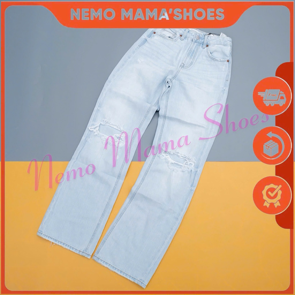 STRADIVARIUS QUẦN JEAN NỮ ỐNG SUÔNG WIDE LEG – MÀU XANH NHẠT TRENDY (250329002)