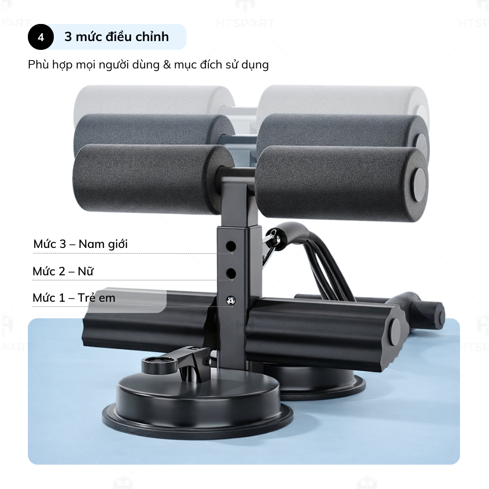 Dụng Cụ Gập Bụng 2 Trong 1 Kèm Dây Kéo Đàn Hồi 4 Ống, Hỗ Trợ Luyện Tập Cơ Bụng, Eo, Tay Tại Nhà