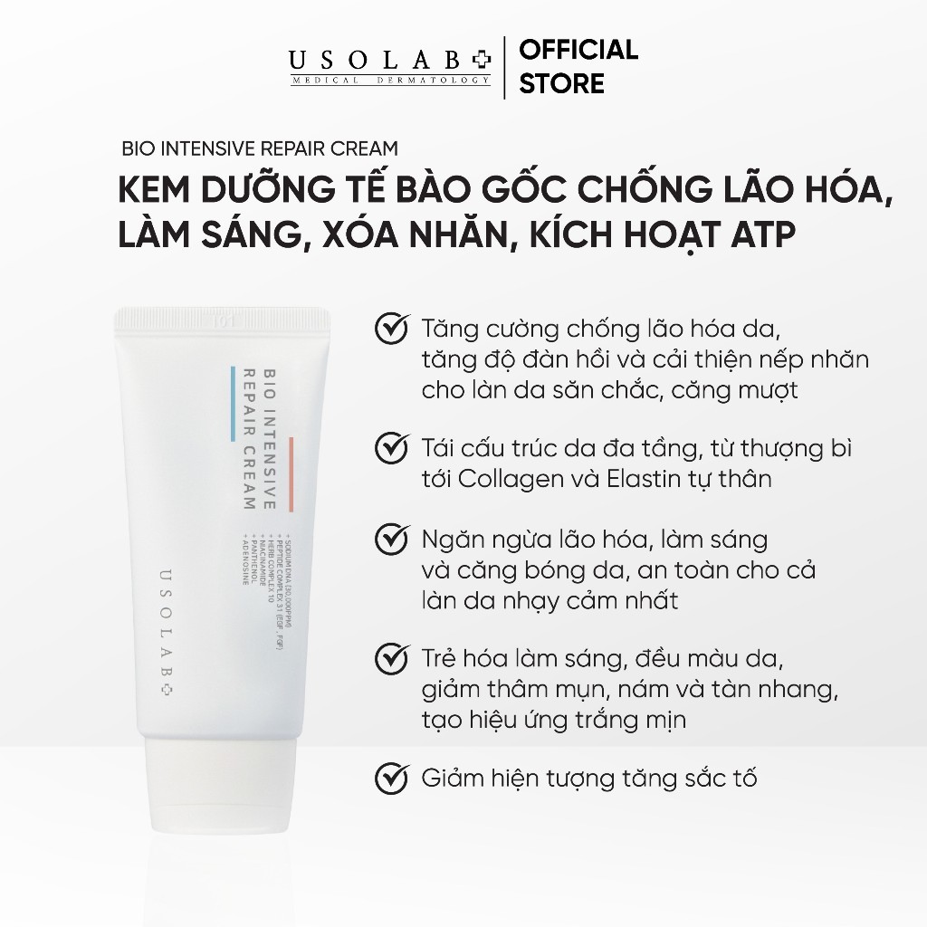 Kem dưỡng tế bào gốc Bio Intensive Repair Cream USOLAB - Giúp phục hồi da, chống lão hoá 50ml