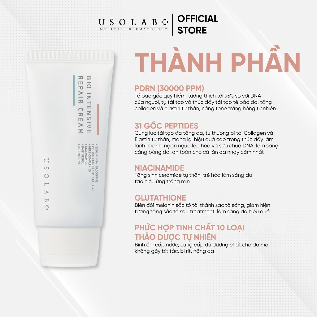 Kem dưỡng tế bào gốc Bio Intensive Repair Cream USOLAB - Giúp phục hồi da, chống lão hoá 50ml