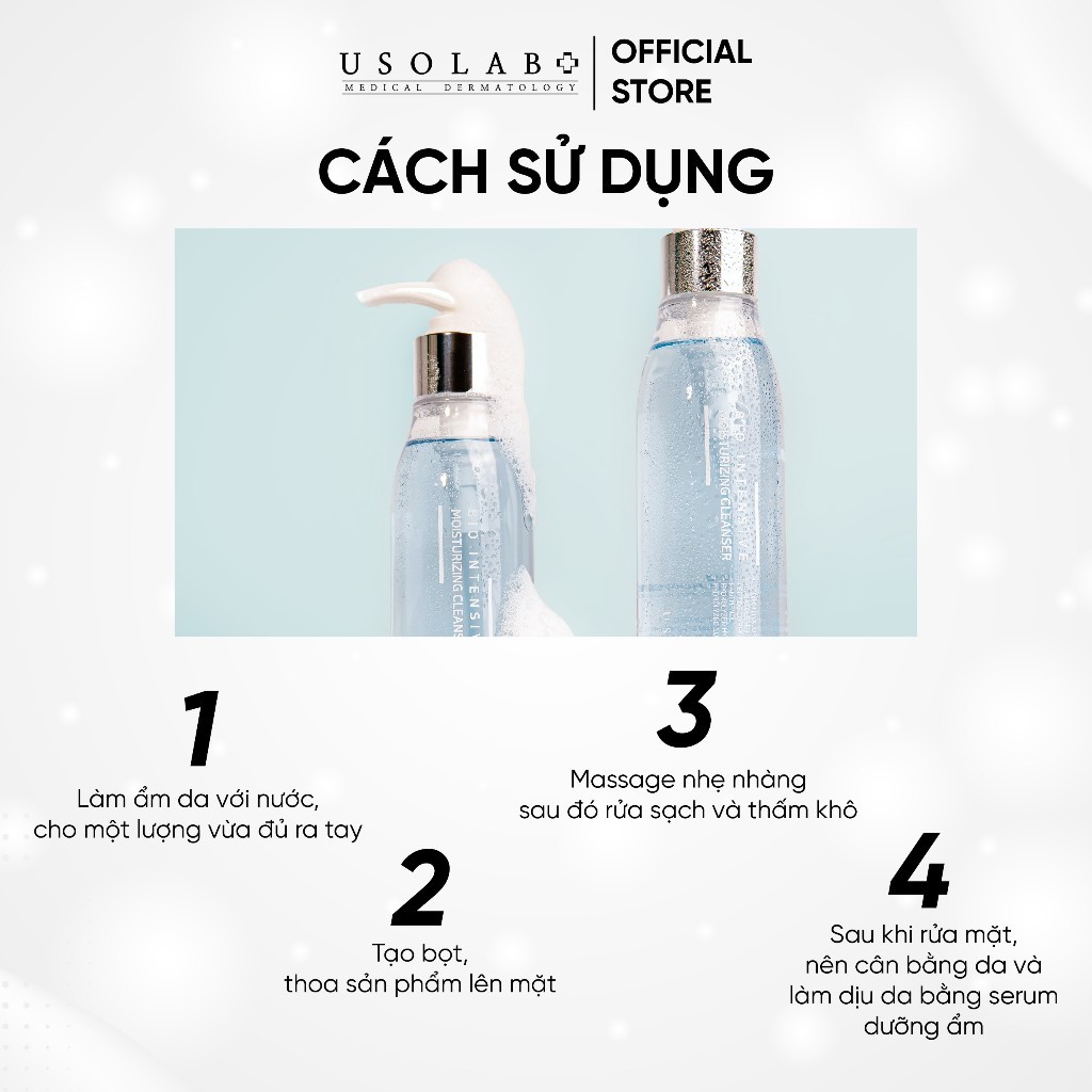 Sữa rửa mặt cấp ẩm HA thủy phân USOLAB - Bio Moisturzing  Cleanser 150ml